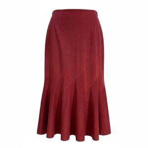 April Cornell Crushed Velour Long Red Ruffled Skirt Plus Size Modest- Size XL